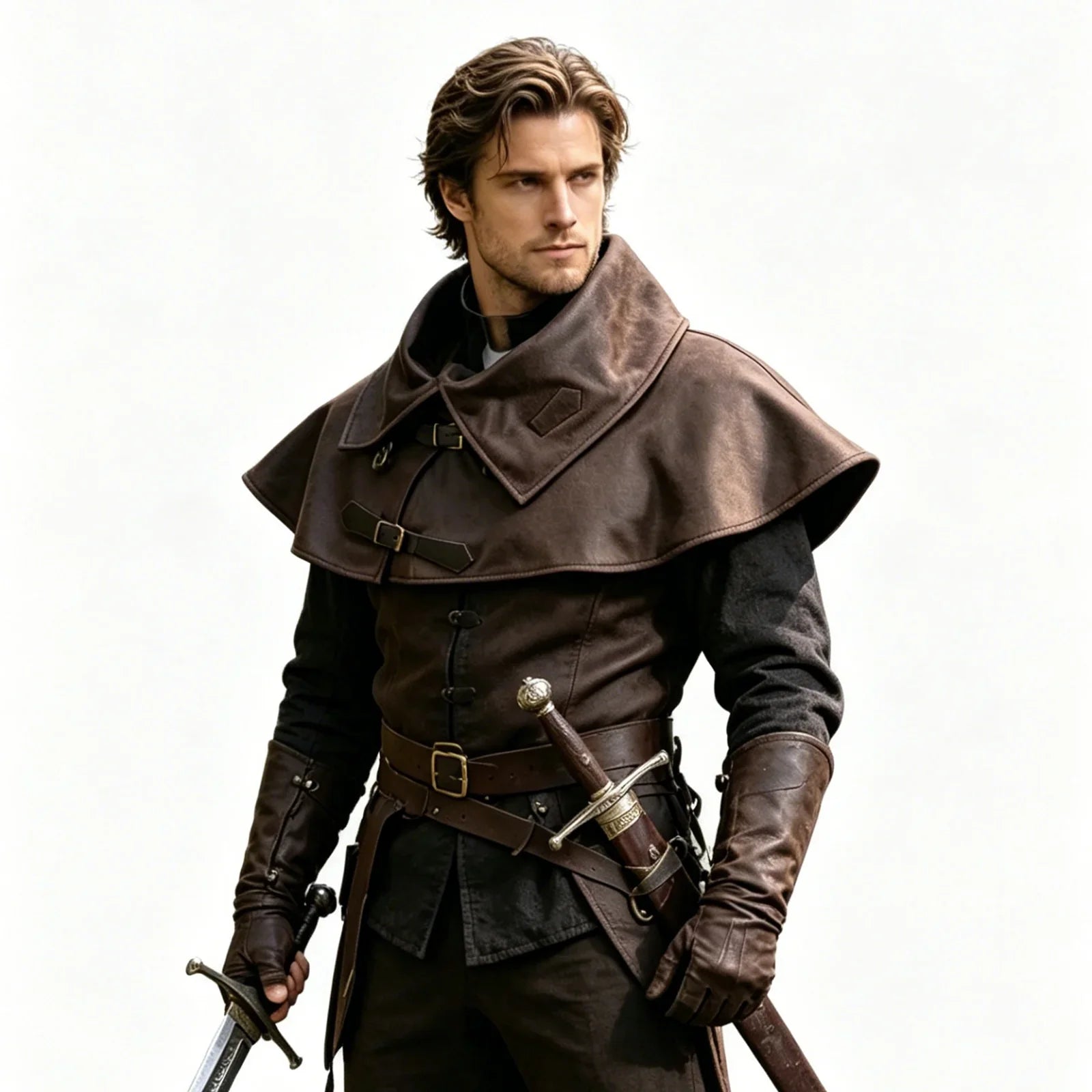 Medieval Short Cloak Adjustable Shoulder Capelet