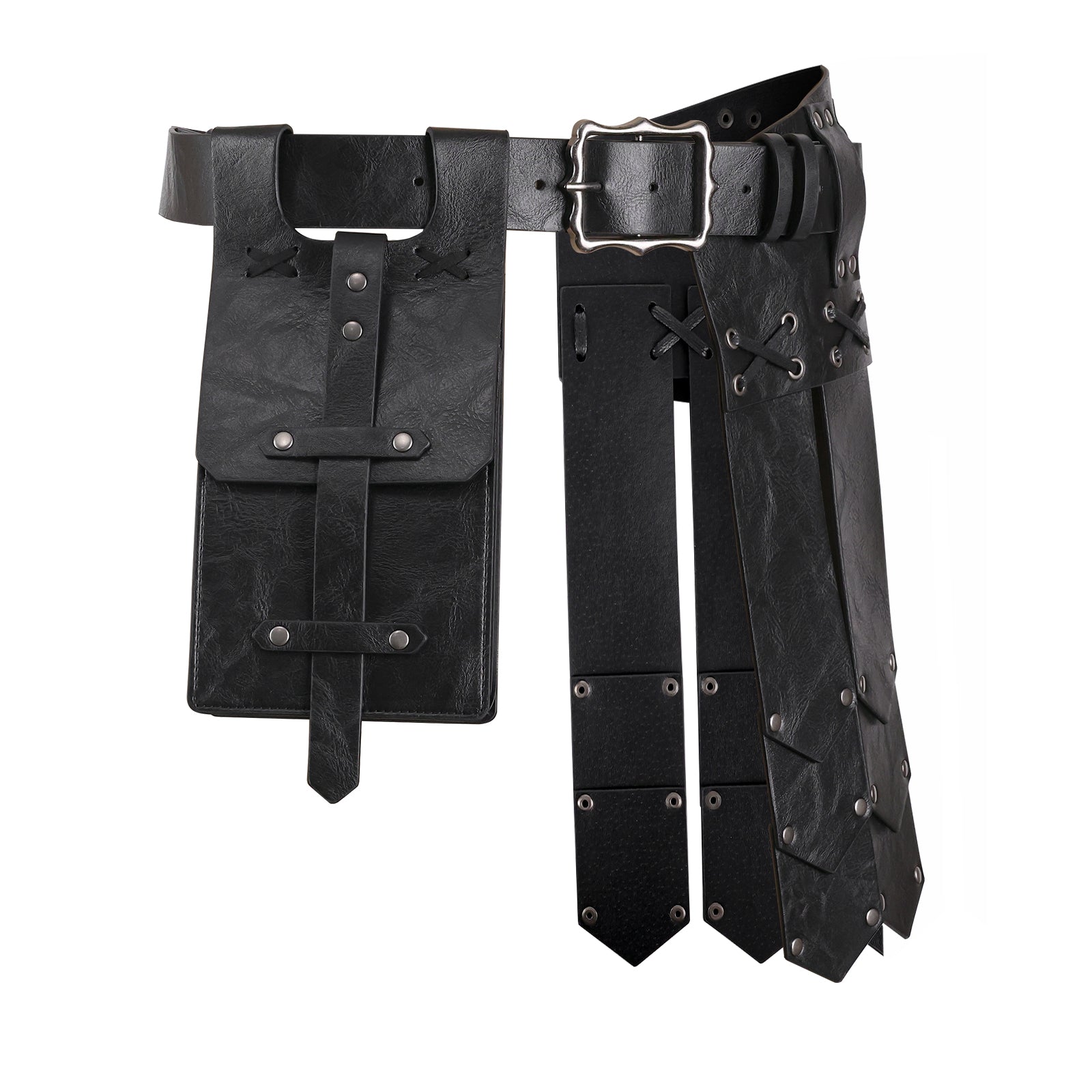 HiiFeuer Medieval Belt Knight Armor with Pouch Retro Faux Leather
