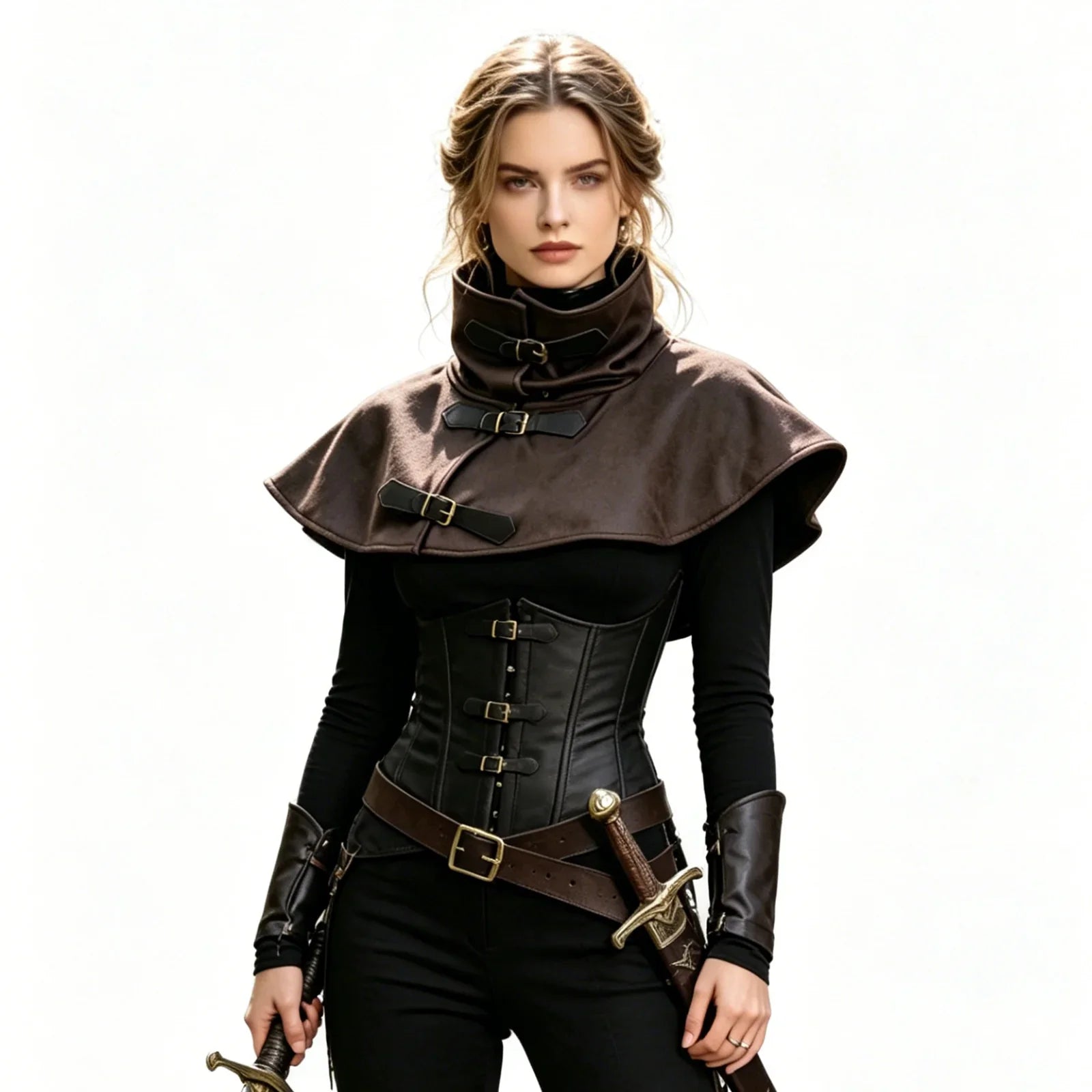 Medieval Short Cloak Adjustable Shoulder Capelet