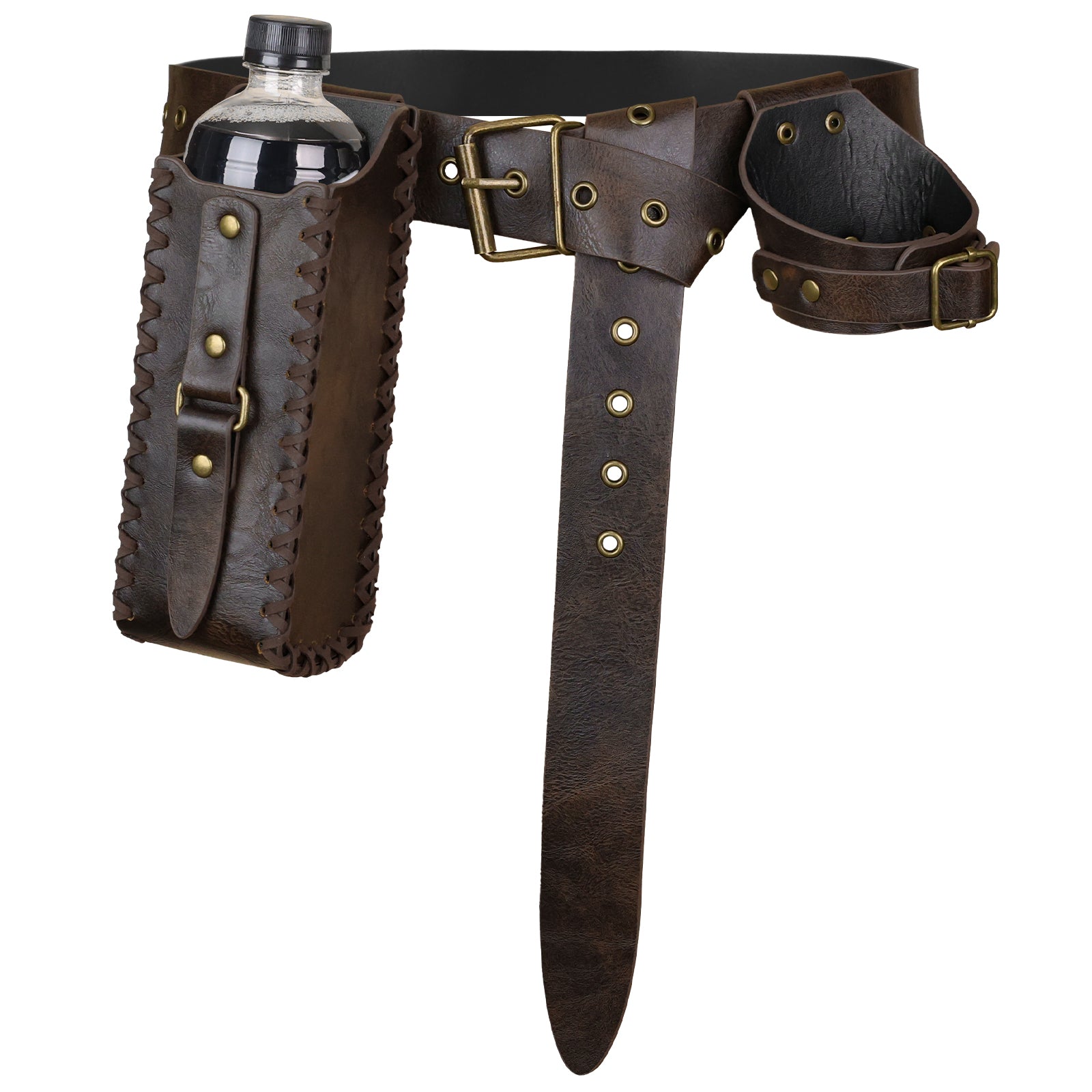 HiiFeuer 3Pcs Medieval Belt with Bottle Beer Holster