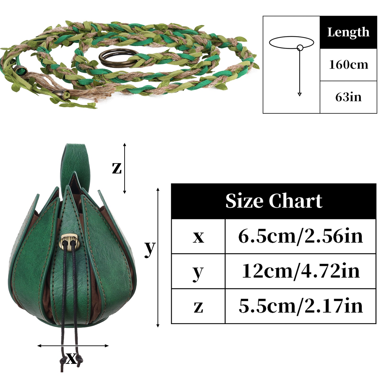HiiFeuer Medieval Belt Renaissance Leaf Purse