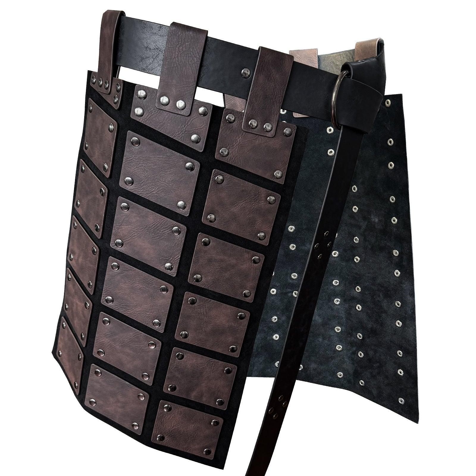 HiiFeuer Medieval Faux Leather Thigh Armor, Retro Double Sides Waist Armor with Belt, Mercenary&amp;Knights Skirt Armor for LARP