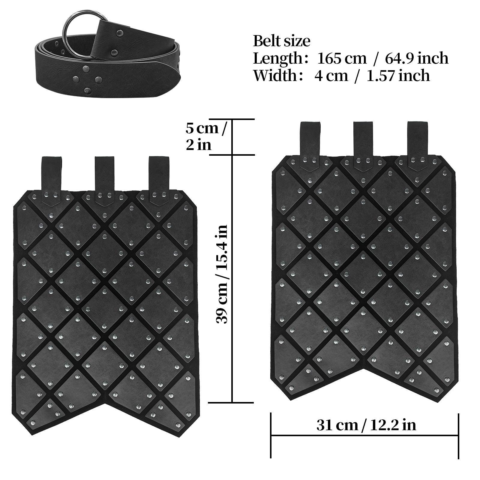 HiiFeuer Medieval Faux Leather Thigh Armor, Retro Double Sides Waist Armor with Belt, Mercenary&amp;Knights Skirt Armor for LARP