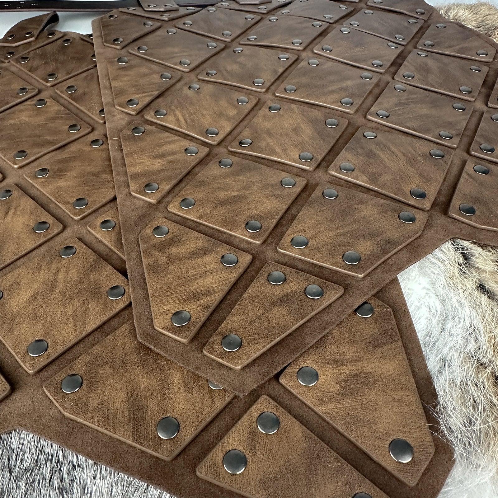 HiiFeuer Medieval Faux Leather Thigh Armor, Retro Double Sides Waist Armor with Belt, Mercenary&amp;Knights Skirt Armor for LARP