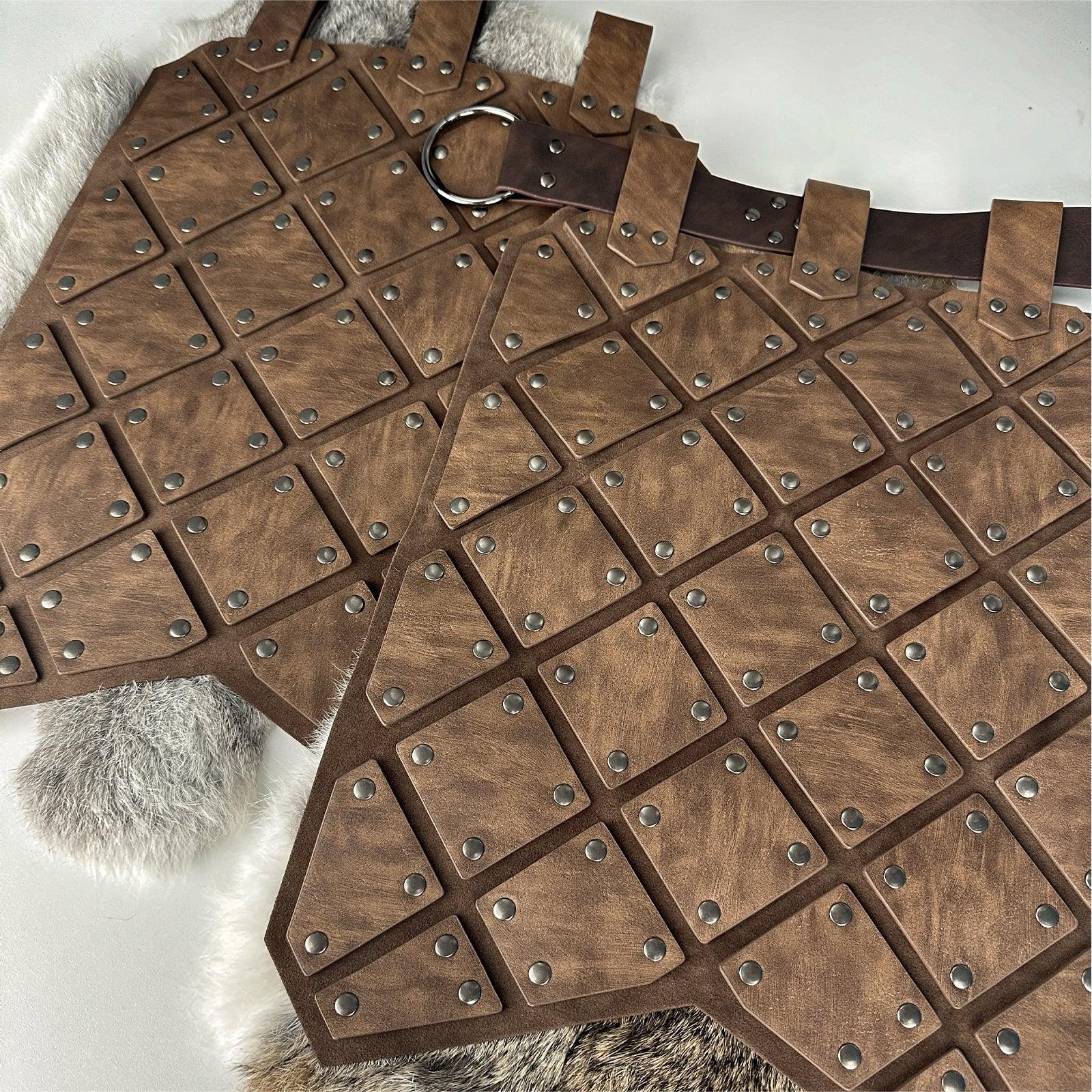 HiiFeuer Medieval Faux Leather Thigh Armor, Retro Double Sides Waist Armor with Belt, Mercenary&amp;Knights Skirt Armor for LARP