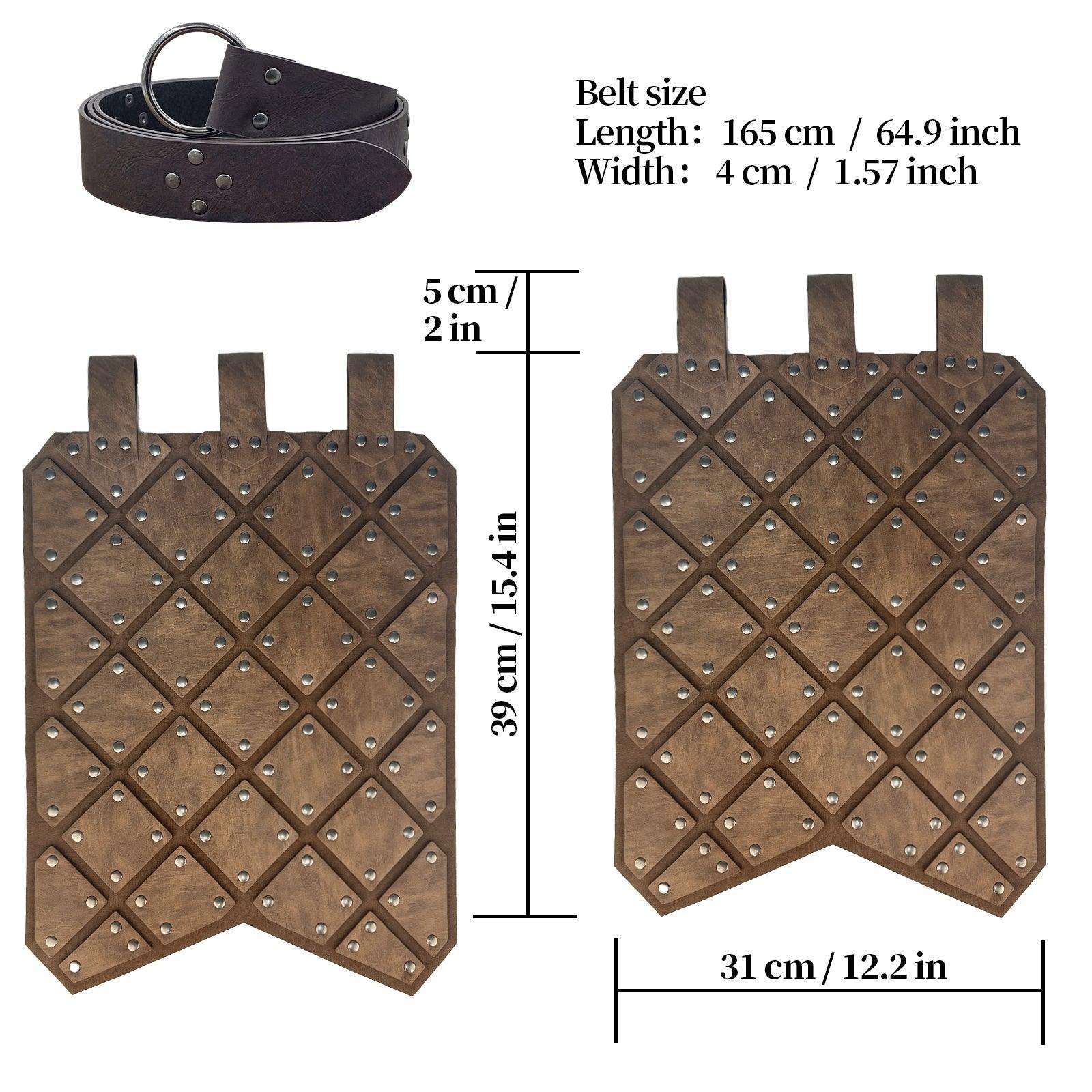 HiiFeuer Medieval Faux Leather Thigh Armor, Retro Double Sides Waist Armor with Belt, Mercenary&amp;Knights Skirt Armor for LARP