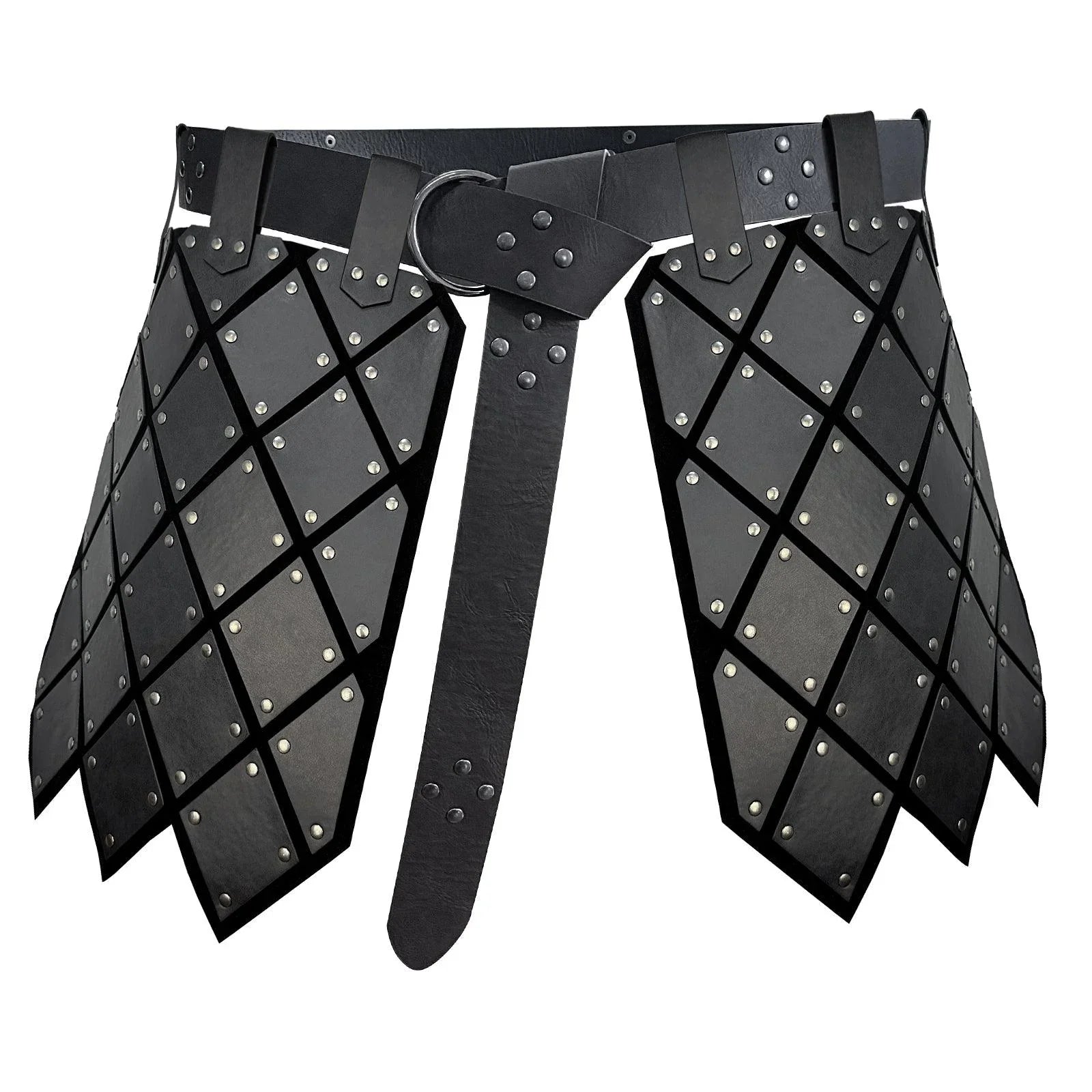 HiiFeuer Medieval Faux Leather Thigh Armor, Retro Double Sides Waist Armor with Belt, Mercenary&amp;Knights Skirt Armor for LARP