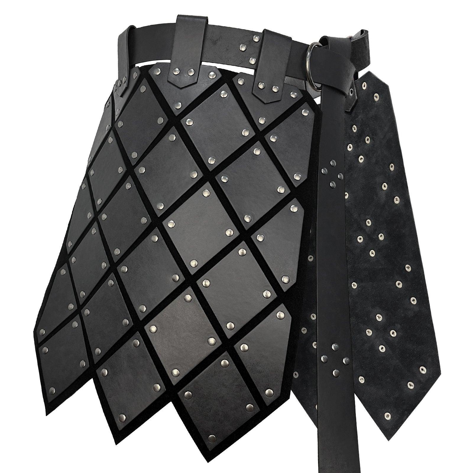 HiiFeuer Medieval Faux Leather Thigh Armor, Retro Double Sides Waist Armor with Belt, Mercenary&amp;Knights Skirt Armor for LARP