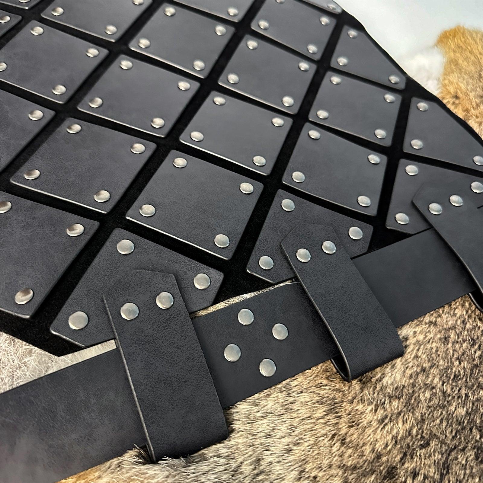 HiiFeuer Medieval Faux Leather Thigh Armor, Retro Double Sides Waist Armor with Belt, Mercenary&amp;Knights Skirt Armor for LARP