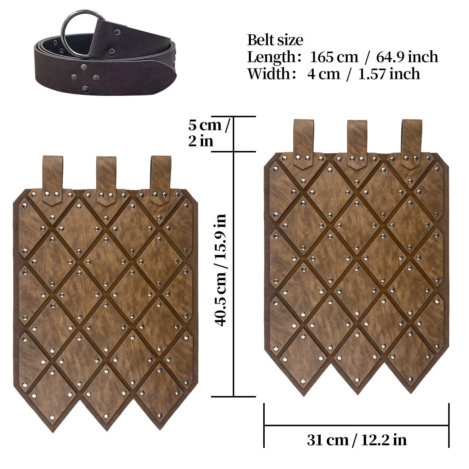 HiiFeuer Medieval Faux Leather Thigh Armor, Retro Double Sides Waist Armor with Belt, Mercenary&amp;Knights Skirt Armor for LARP
