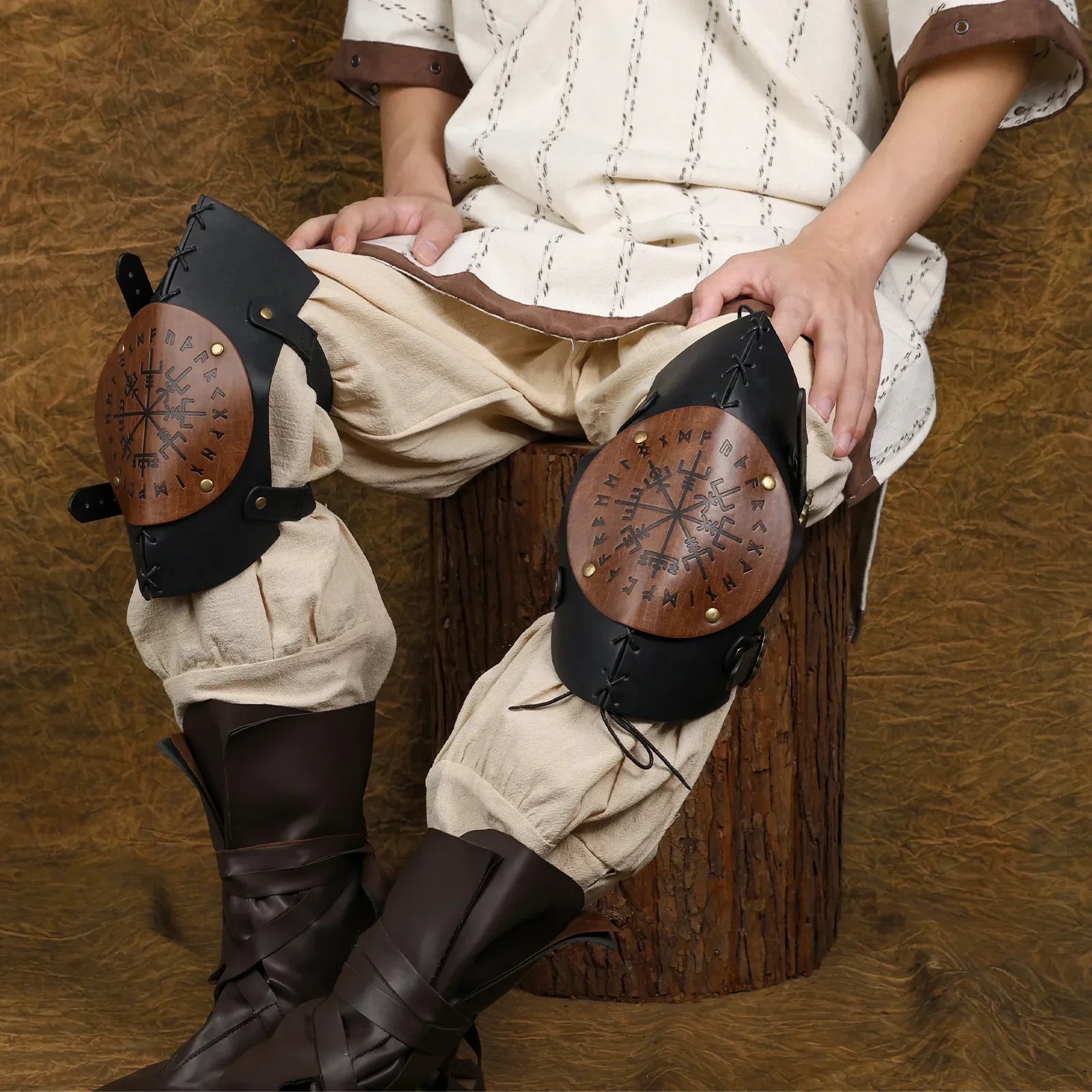 Viking Faux Leather Knee Braces