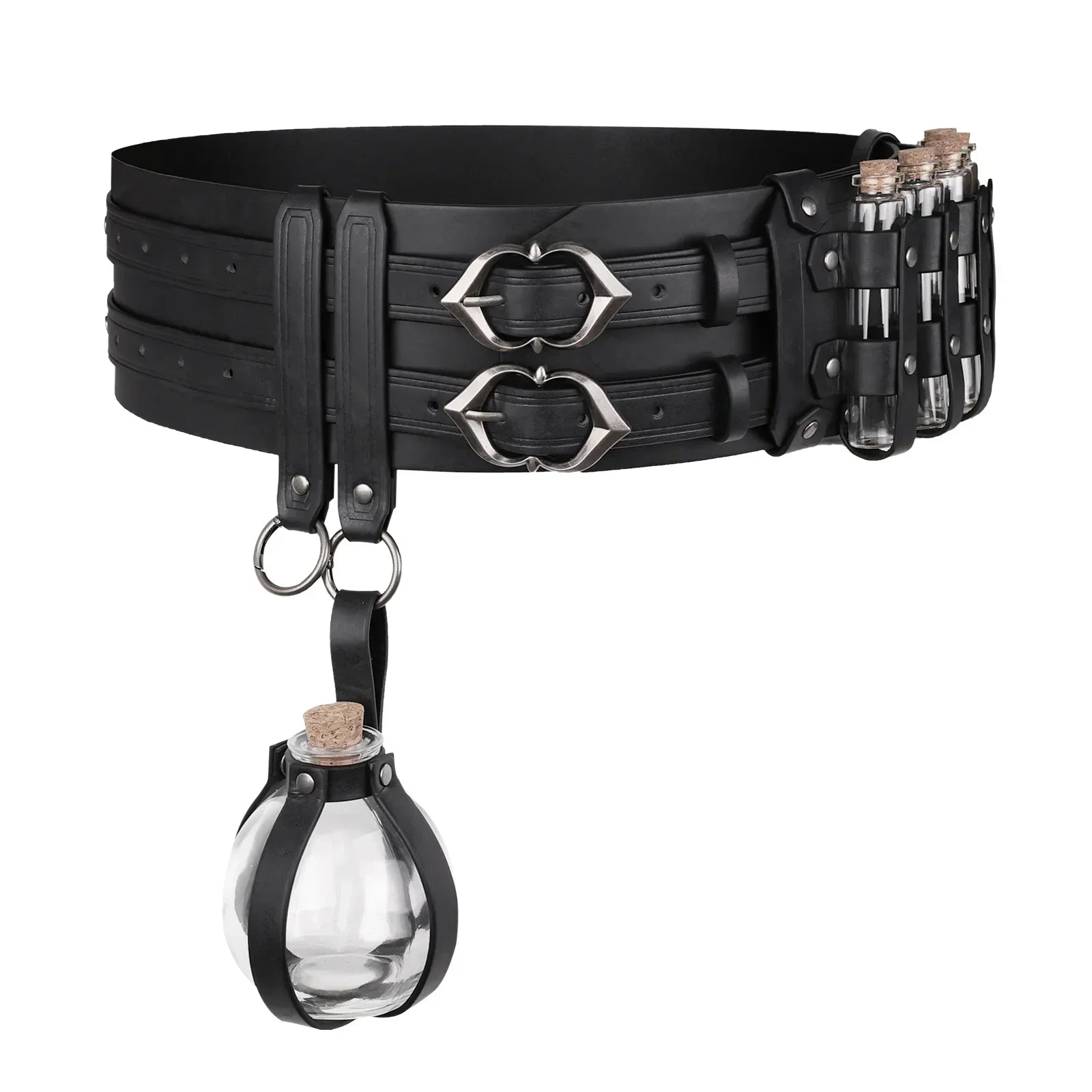 Medieval Alchemy Wide Belt with Bottle