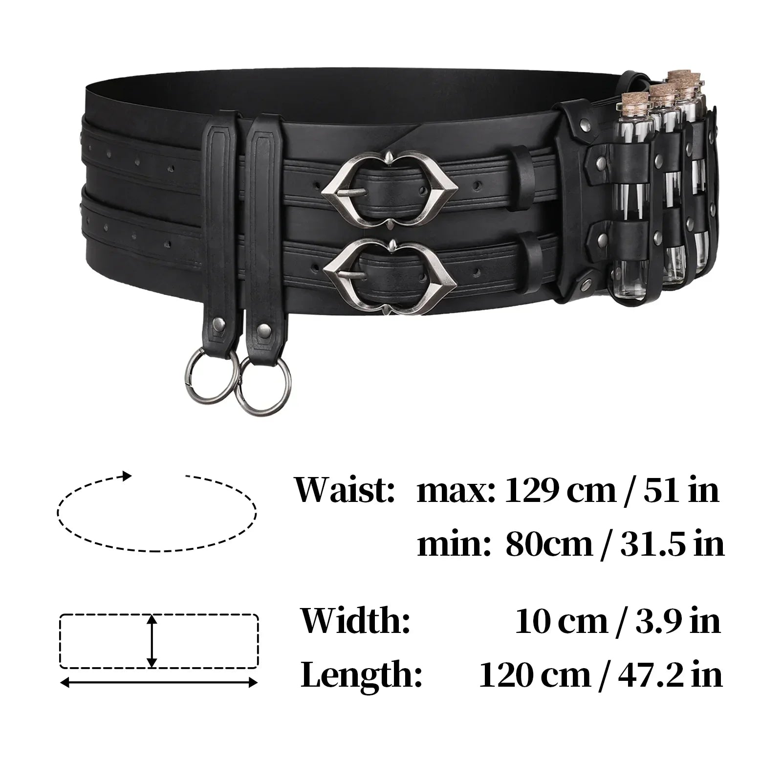 Medieval Alchemy Wide Belt with Bottle