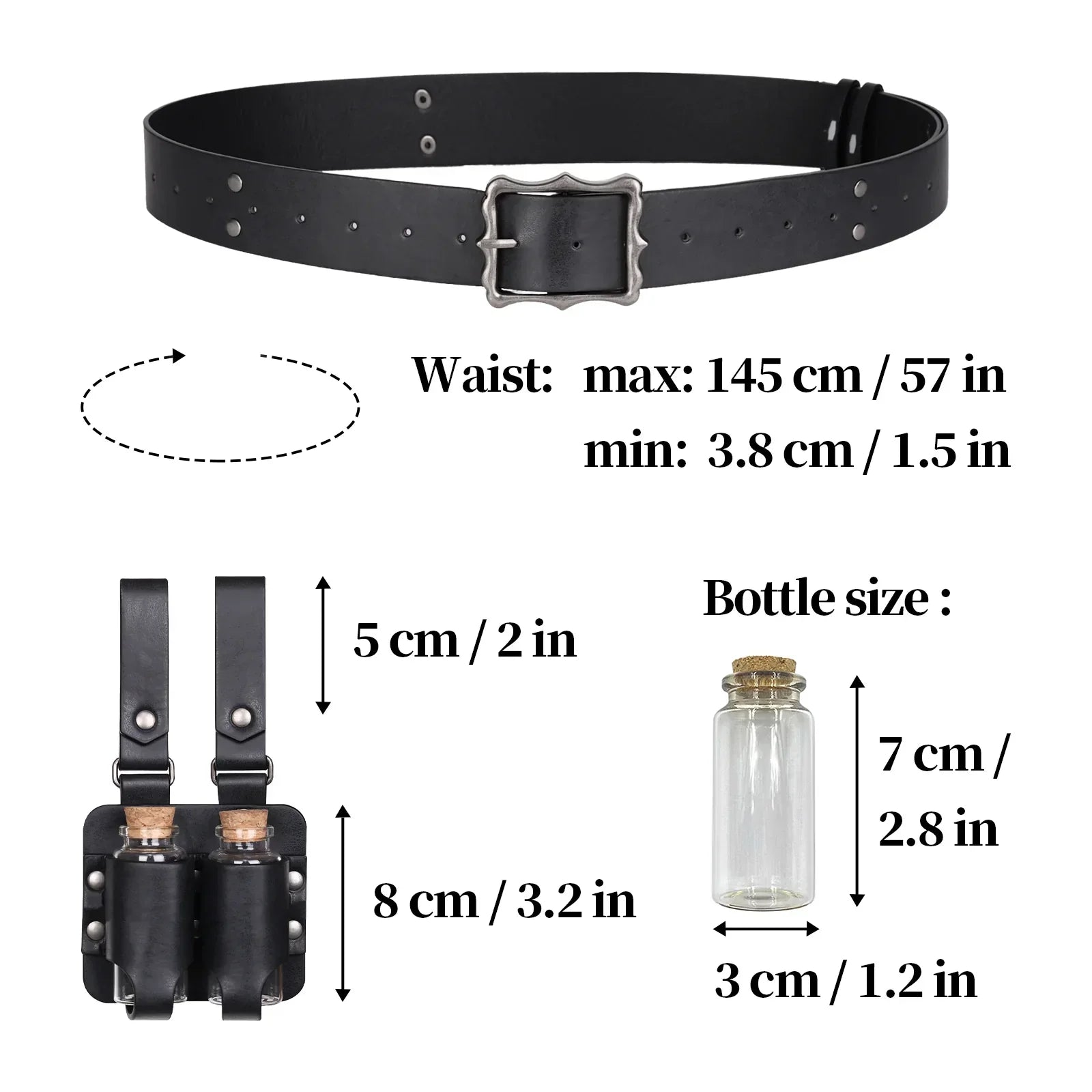 3PCs Medieval Alchemy Belt Potion Bottle