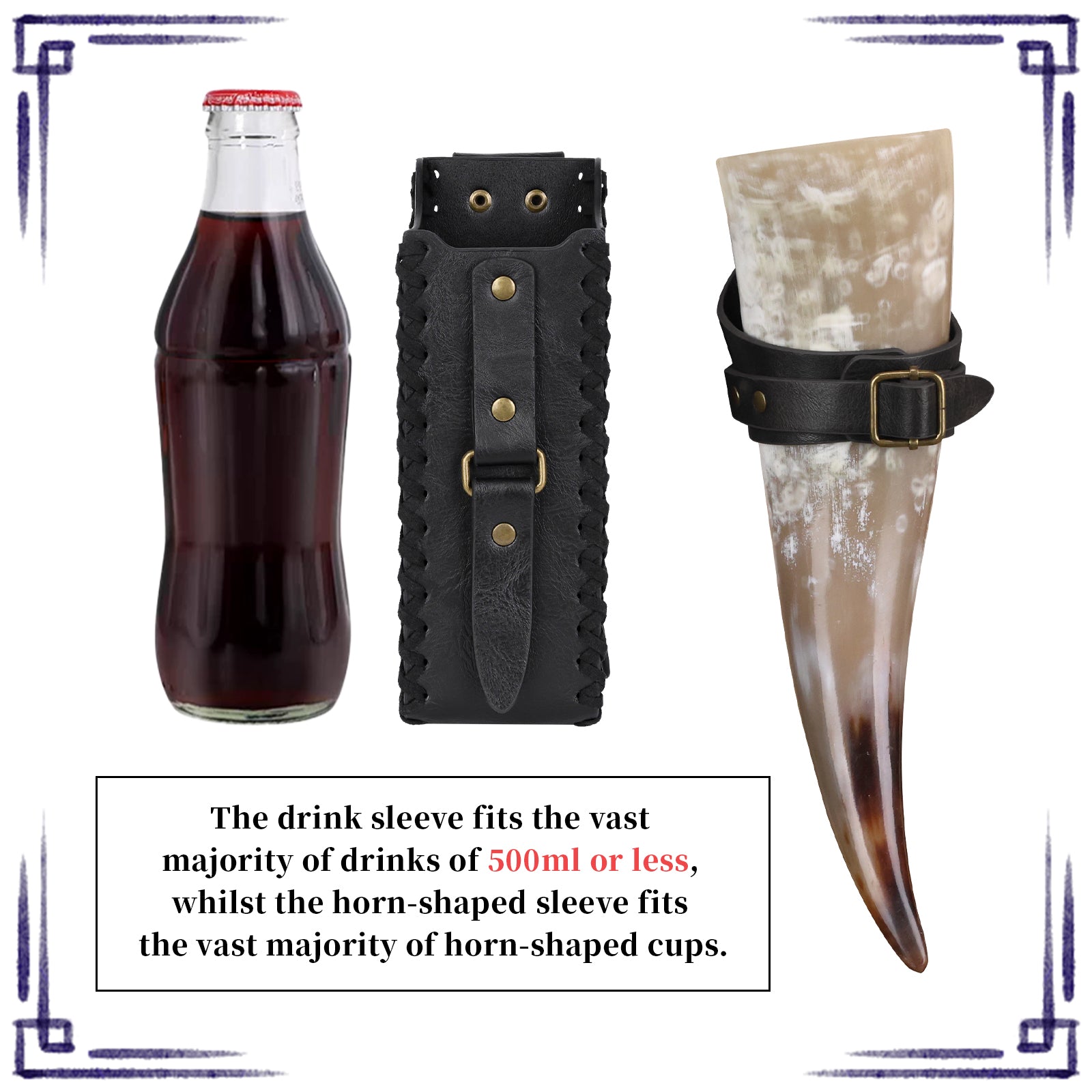 HiiFeuer 3Pcs Medieval Belt with Bottle Beer Holster