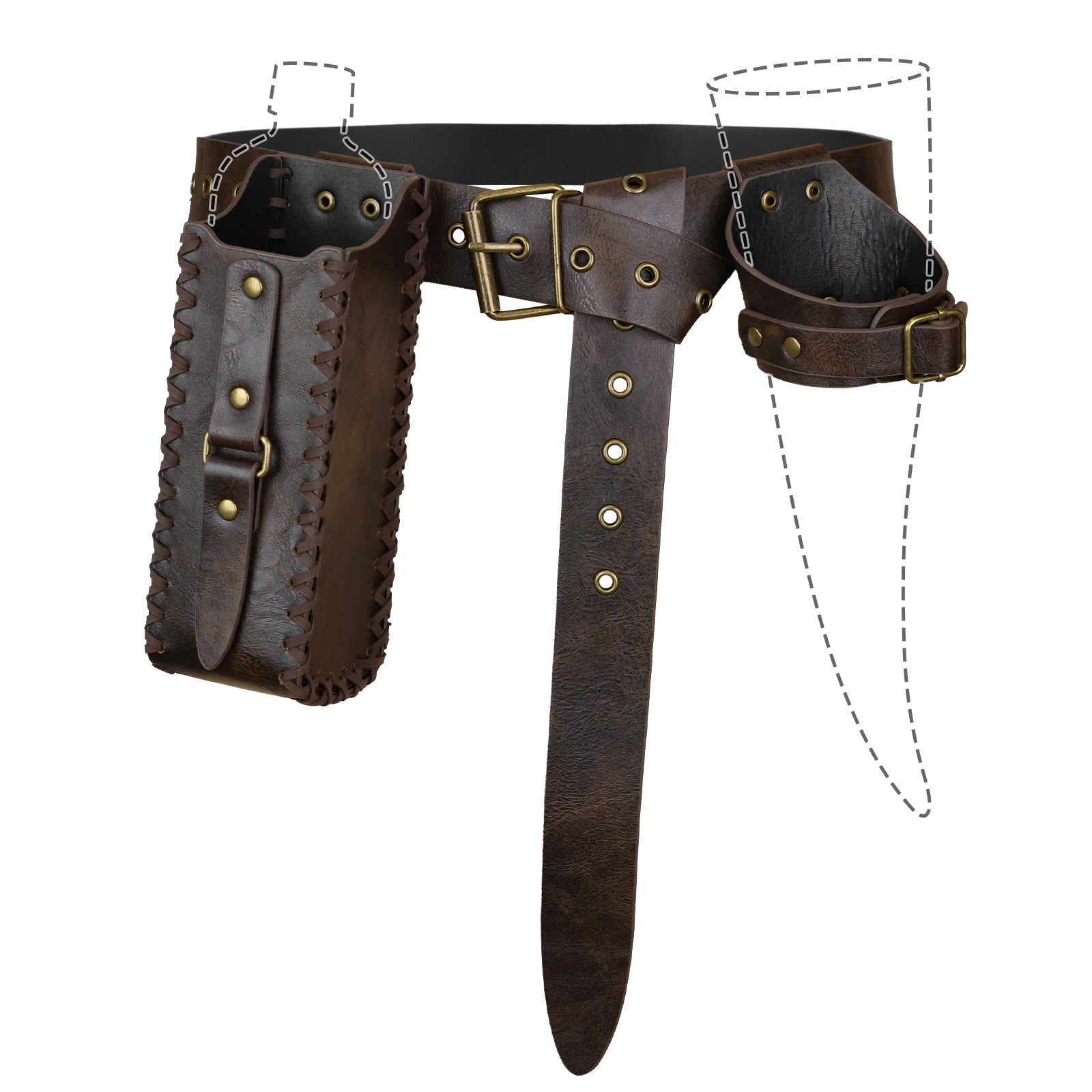 HiiFeuer 3Pcs Medieval Belt with Bottle Beer Holster