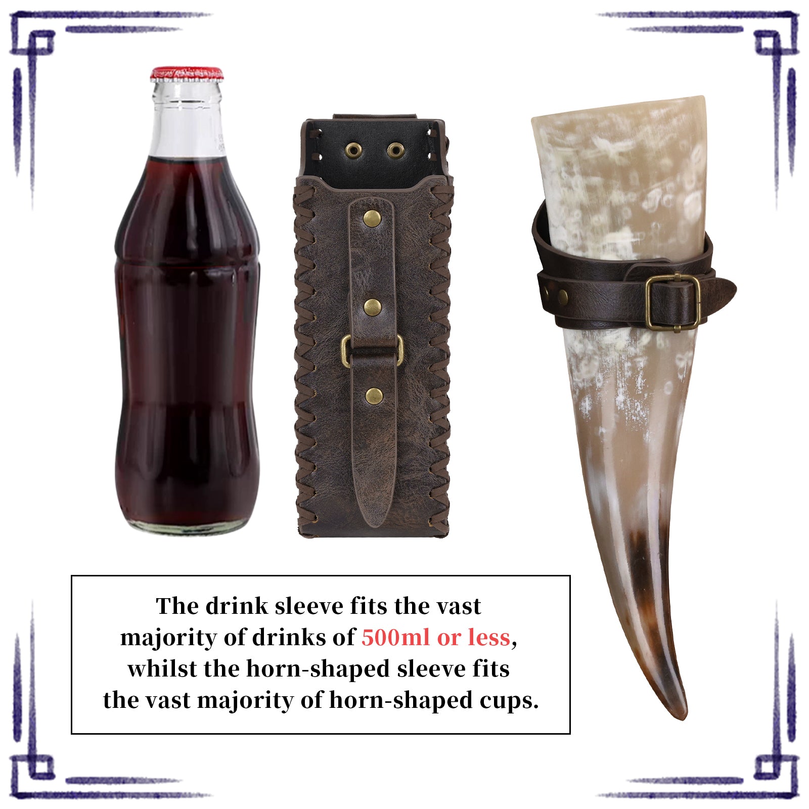 HiiFeuer 3Pcs Medieval Belt with Bottle Beer Holster