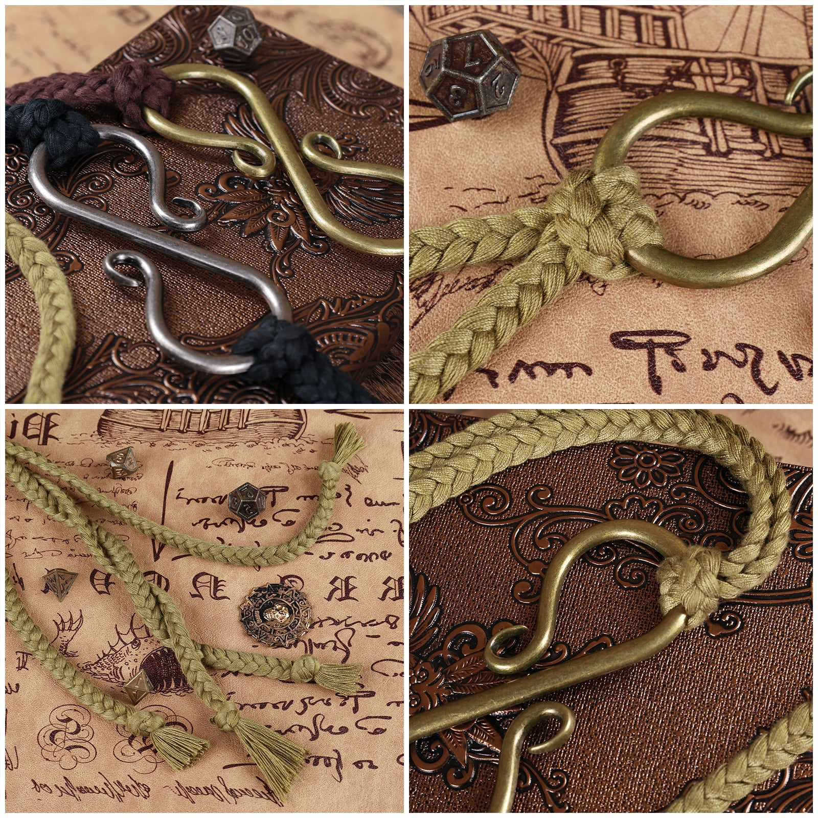 HiiFeuer Medieval Rope Belt with Metal Buckle