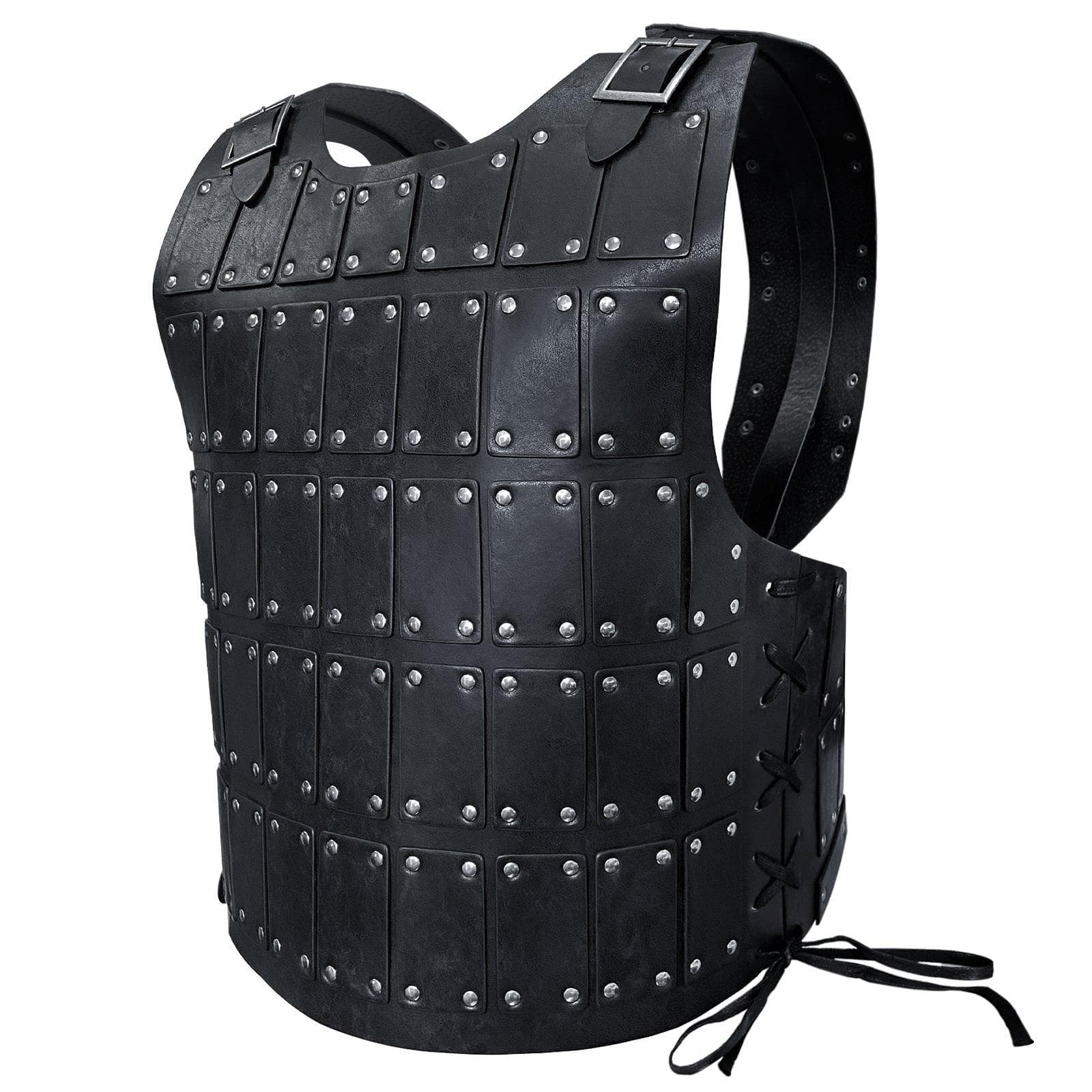 HiiFeuer Medieval Studded Leather Armor, Vintage Mercenary Body Armor Faux Leather, Adjustable Chest Armor for LARP Costume